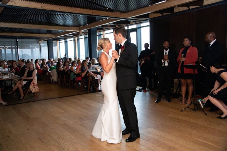 Bride and groom dancing