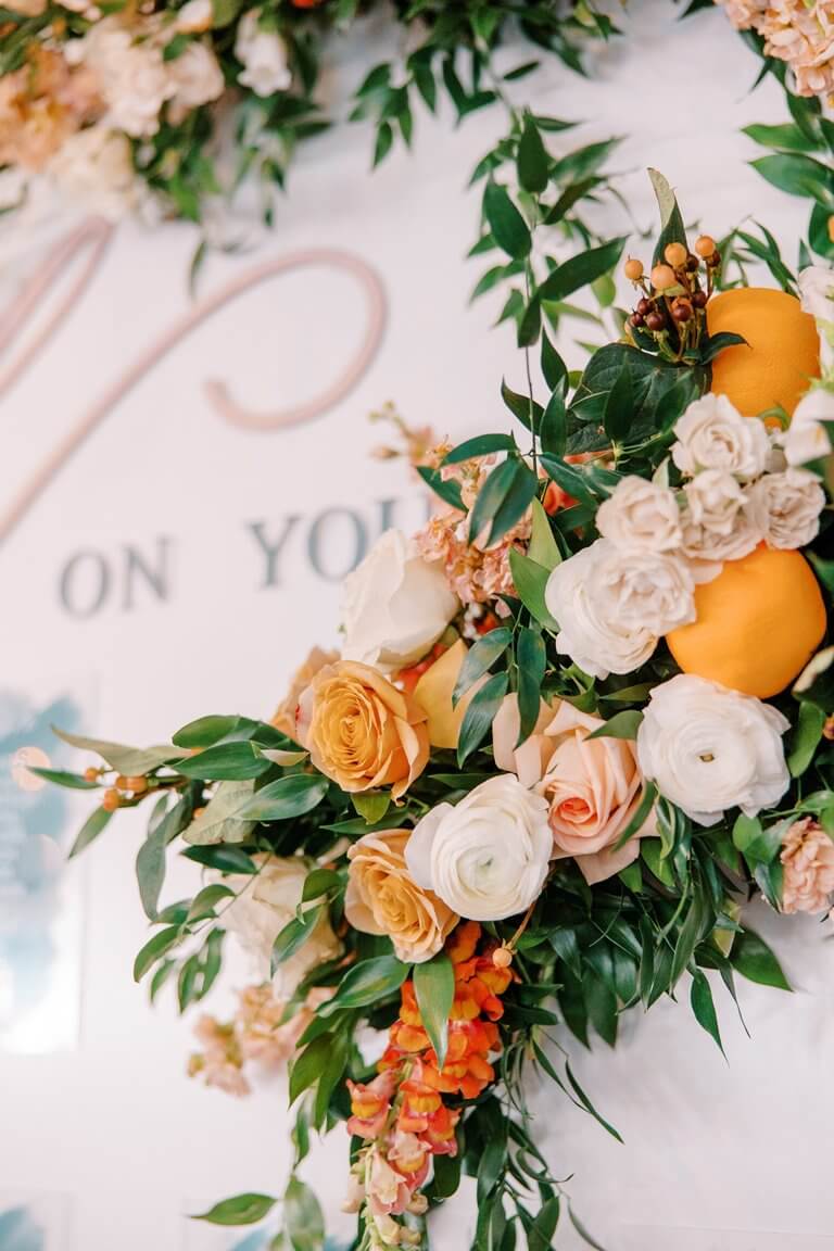 Abby Garden Floral wedding flower wall arrangement
