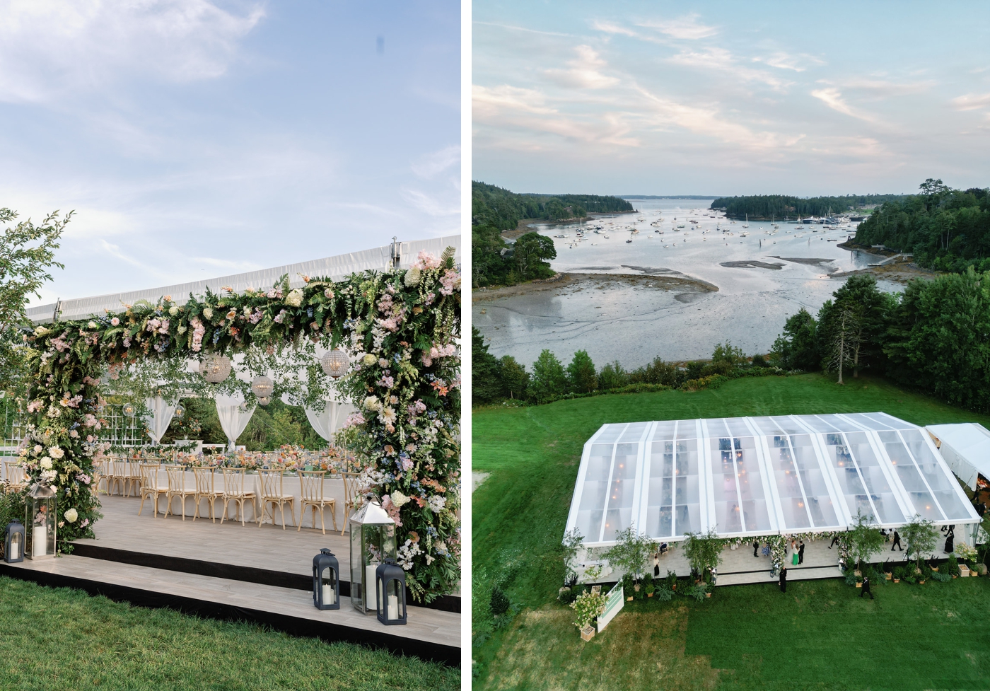 A clear-top tent overlooking the water at Asticou Inn