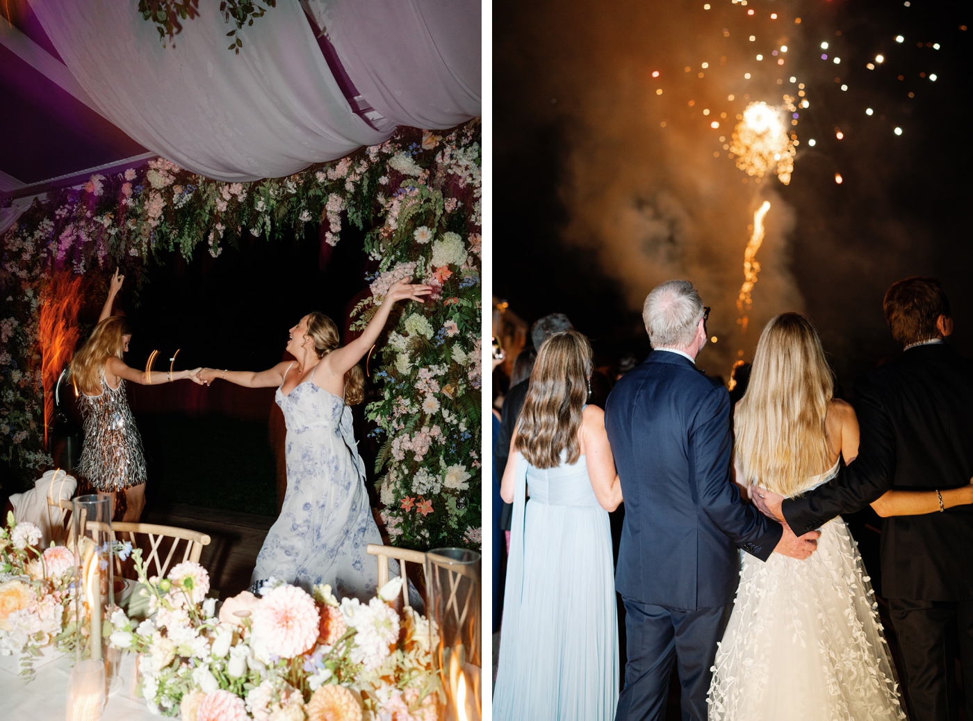 Fireworks at an Asticou Inn wedding reception 