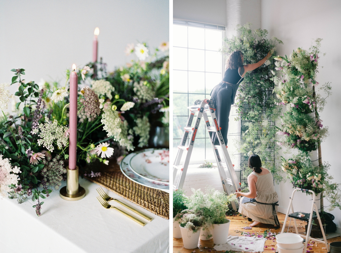 A foam-free standing floral column