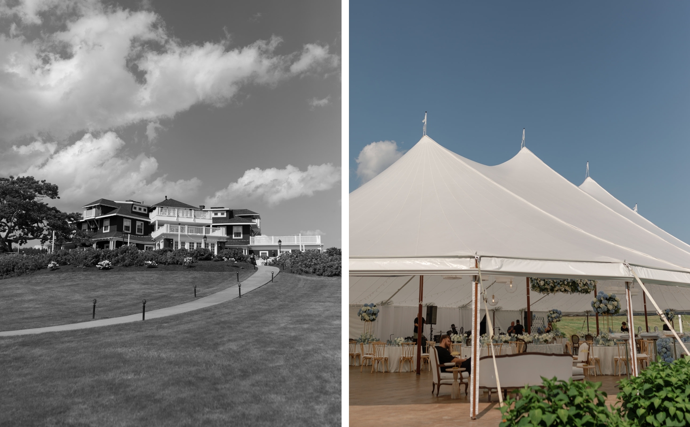 A tented wedding reception at French's Point in Maine