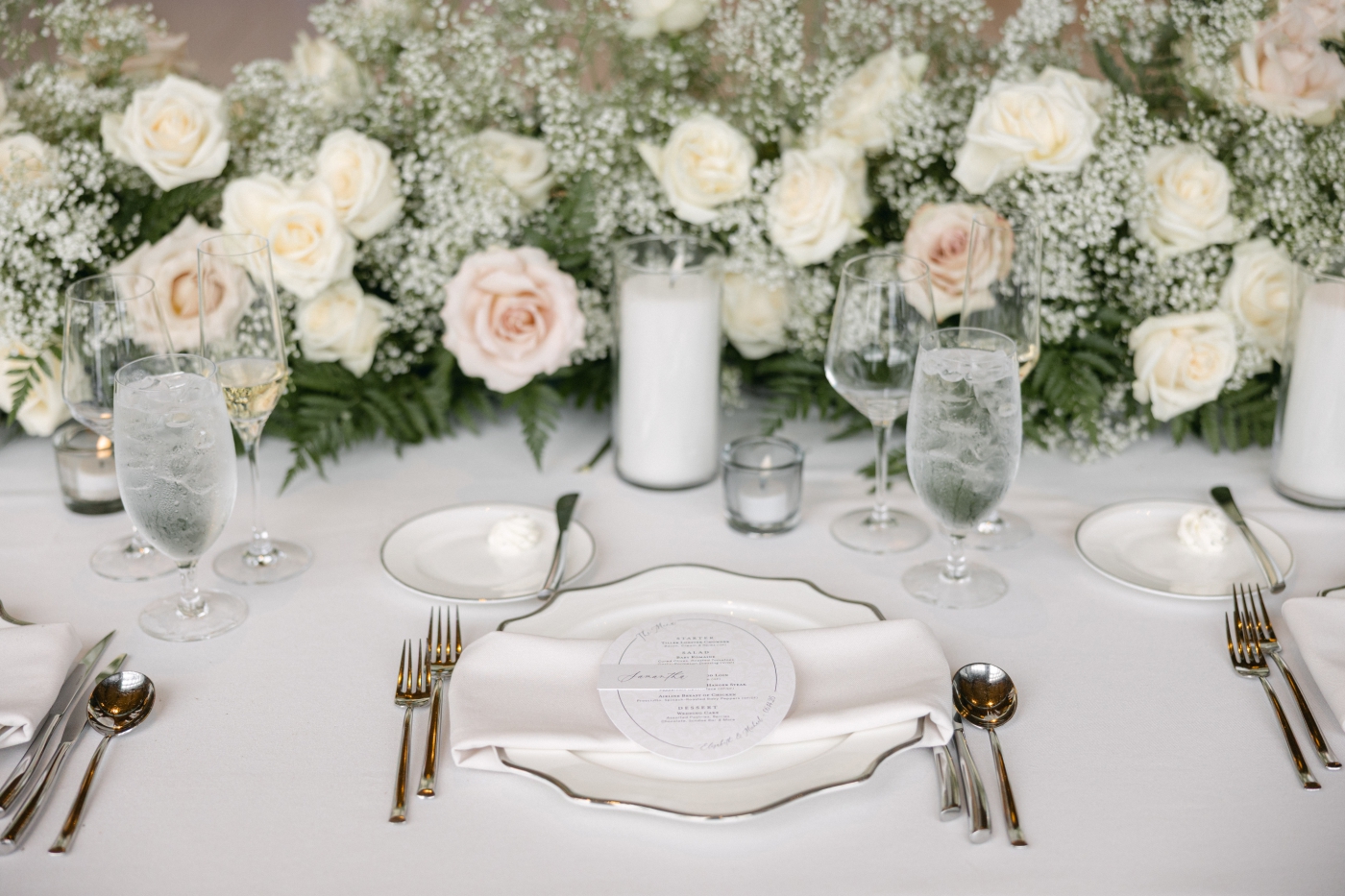A place setting at a wedding reception at the Cliff House