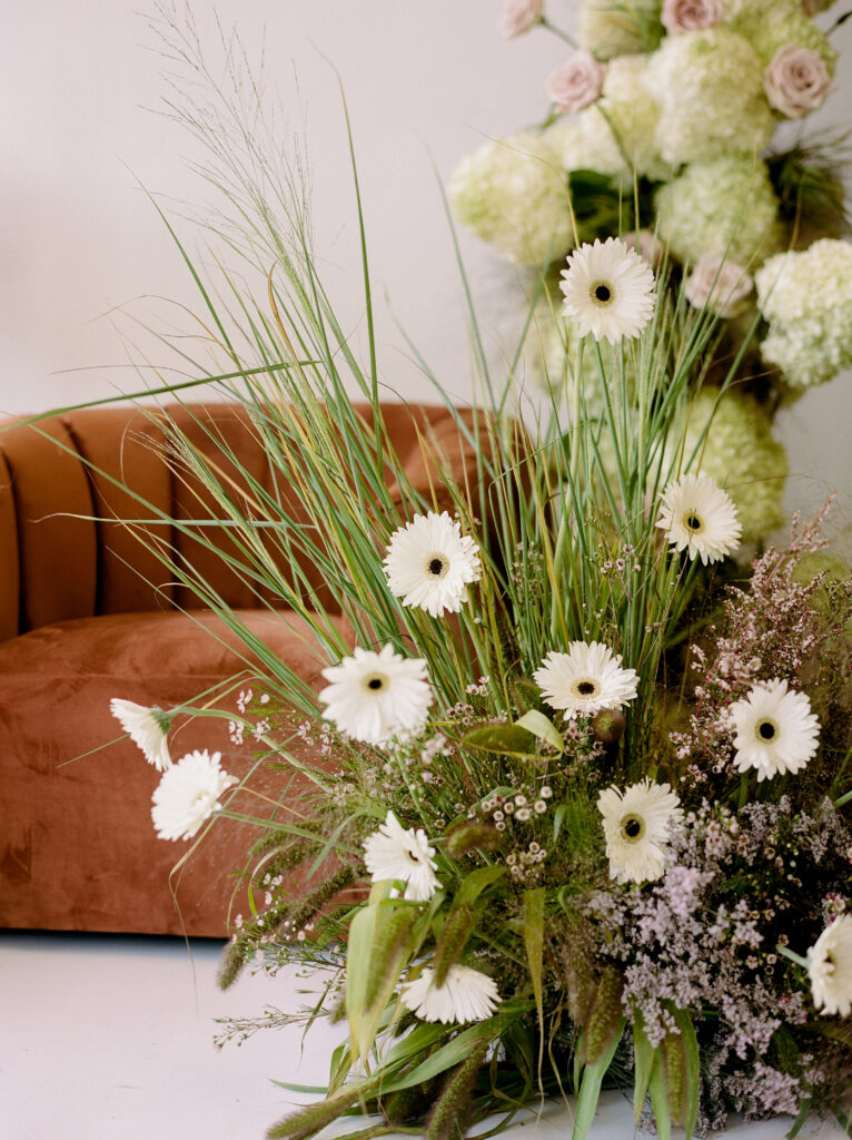 Foam free wedding reception installation by Abby Garden Floral