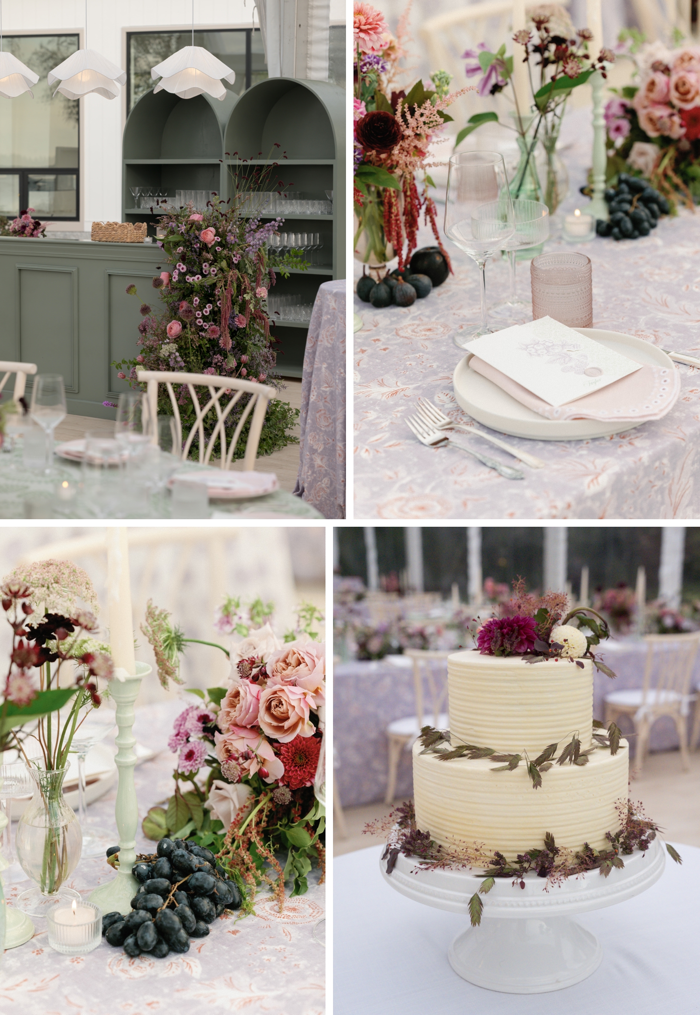 Lush foam free centerpieces for a wedding on Long Lake, by Abby Garden Floral