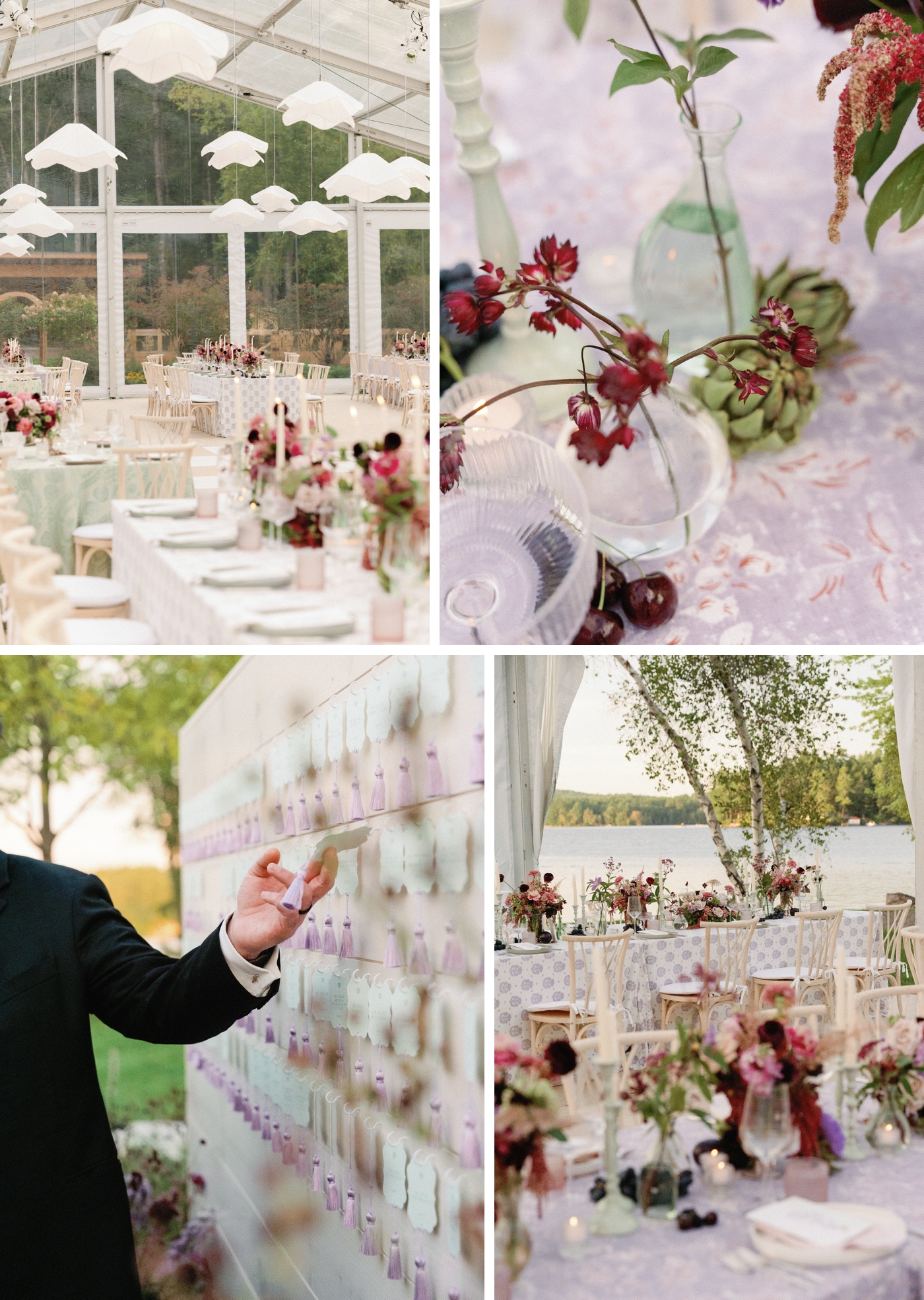 Lush foam free centerpieces for a wedding on Long Lake, by Abby Garden Floral