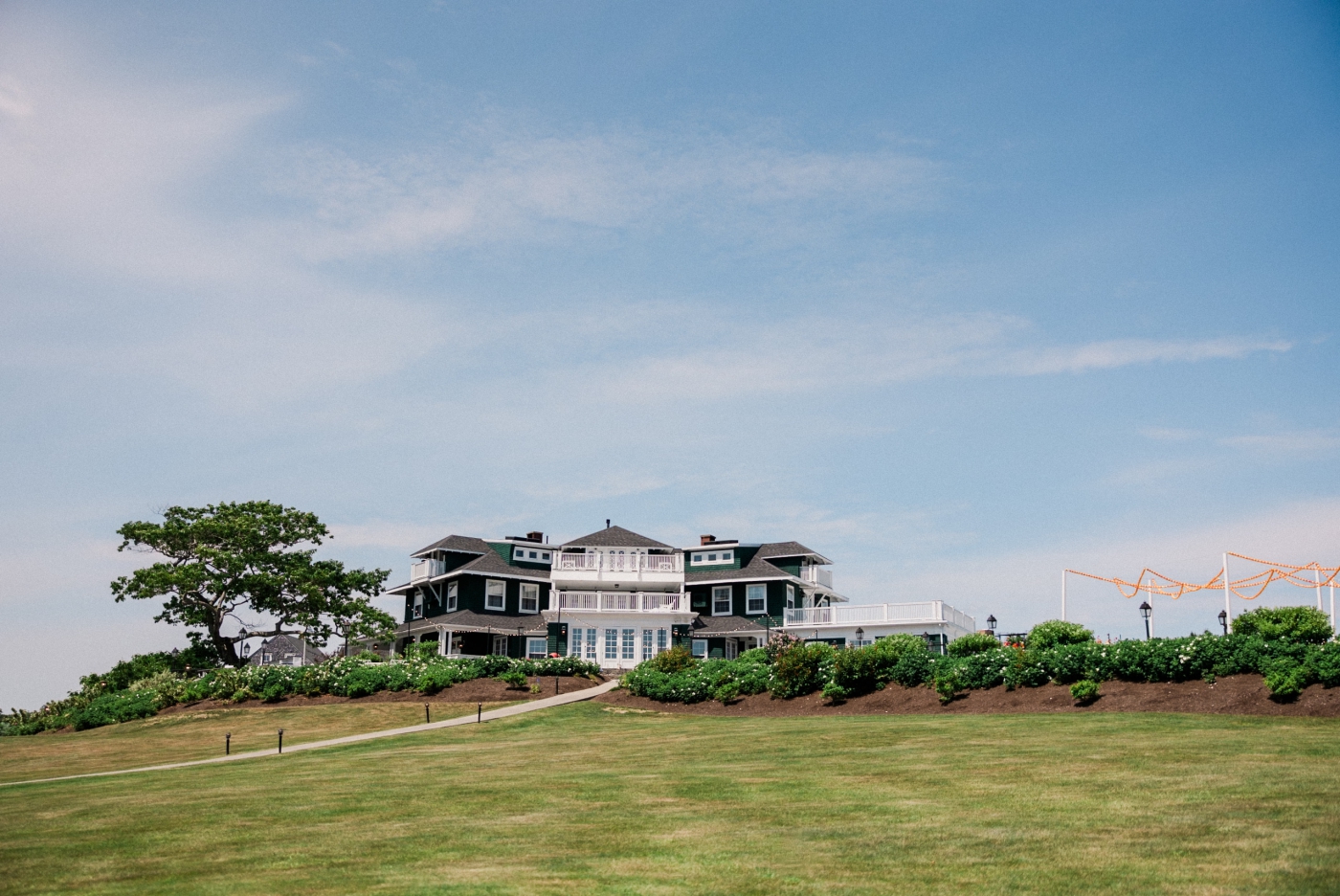 A wide angle of French's Point, a wedding venue in Maine