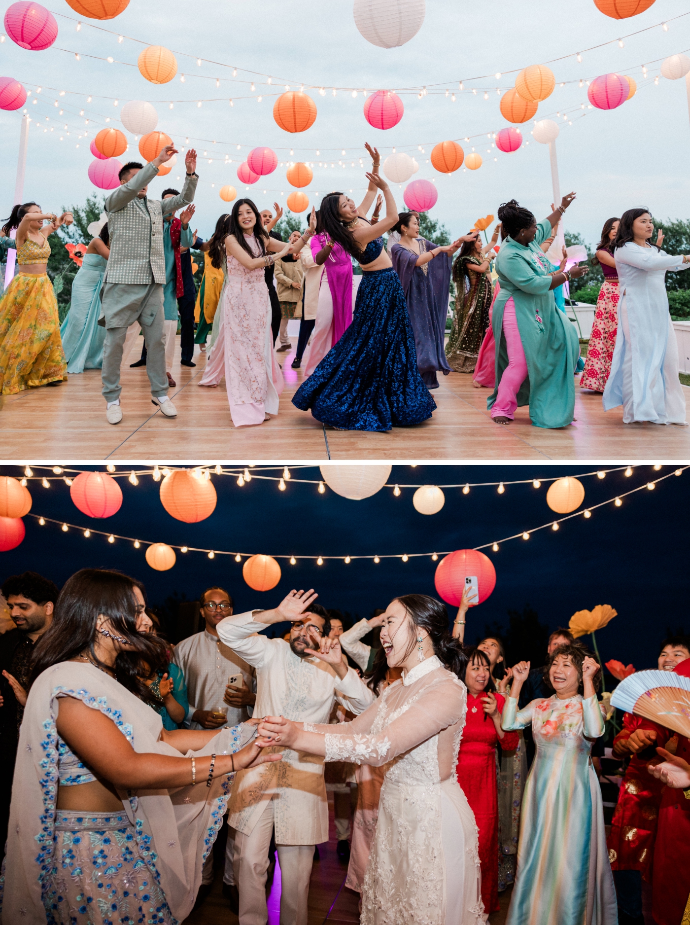 Guests dance during the Sangeet